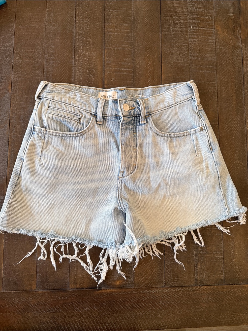 Anthropologie Pilcro Light Blue Frayed Hem Denim Shorts - Picture 1 of 11